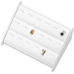 White Leatherette 18 Clip Charm Angled Display