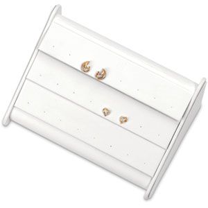 White Leatherette 12 Pair Stud Earring Stand