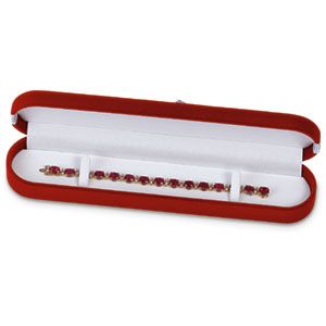 Red Flocked Layout Bracelet Box With Bow