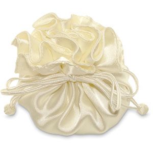 Ivory Round Satin Pouch