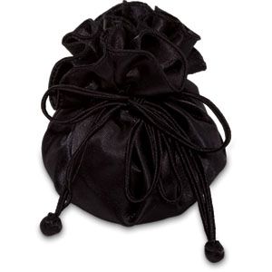 Black Round Satin Pouch