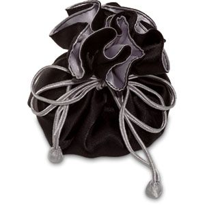 Silver/Black Round Satin Pouch