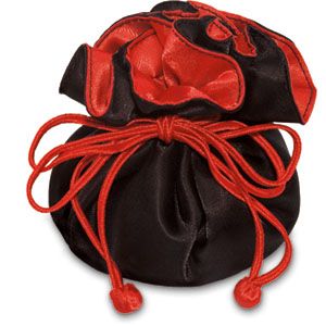Black/Red Round Satin Pouch