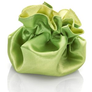 Round Satin Pouch with Drawstring Yellow/Lime