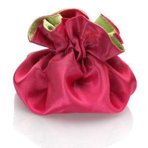 Round Satin Pouch with Drawstring Lime/Hot Pink