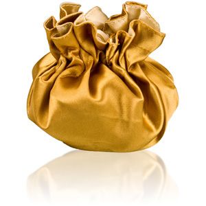 Round Satin Pouch with Drawstring Gold/Champagne