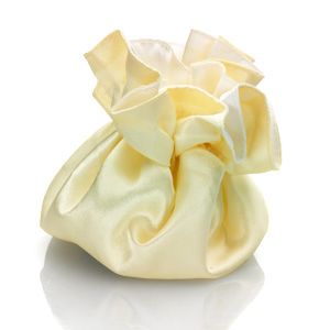 Round Satin Pouch with Drawstring White/Ivory