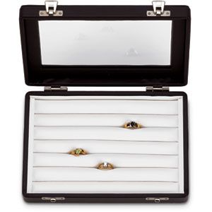 6 Slot Ring Case with Removable Hinged and Plexi Lid
