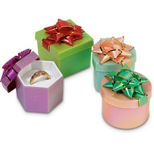 Plastic Frosted Metallic Box With Star Bow Pack of 48
