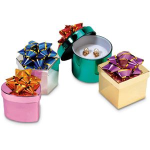 Plastic Shiny Metallic Box With Star Bow Pack of 48