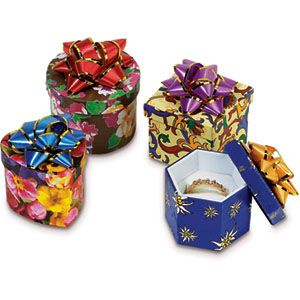 Patterned Paper Box With Star Bow Pack of 48