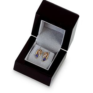 Black Lacquered Wood Flap Earring Box