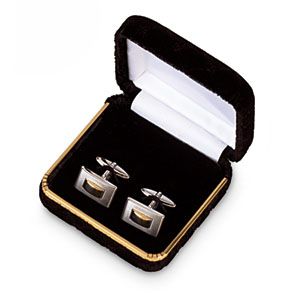 Quilted Velvet Black Cuff Link Box