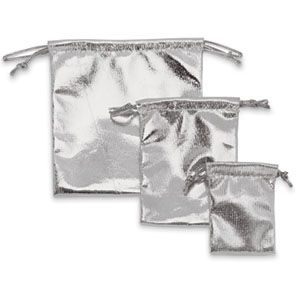 Shiny Lam&eacute; Silver Pouches Pouches