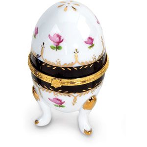Large Egg Shaped Porcelain Hinged Box