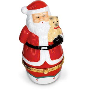 Santa Shaped Porcelain Hinged Box 