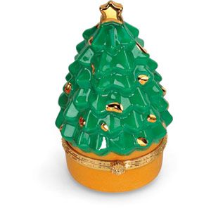Christmas Tree Shaped Porcelain Hinged Box