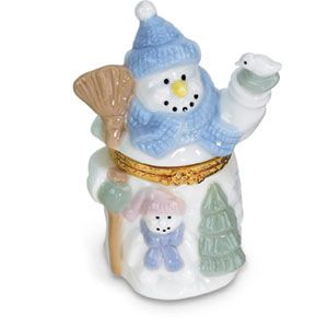Snowman Shaped Porcelain Hinged Box