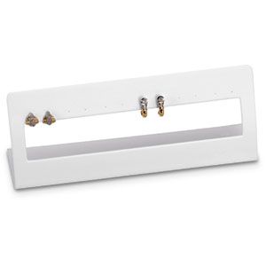 White Leatherette 6 Pair Hoop Earring Short Stand