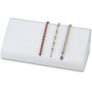 White Leatherette Curved Multi Bracelet Chain & Necklace Wedge