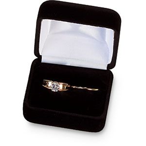 Black Veltex Double Ring Box