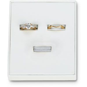 White Leatherette 3 Single Ladies' Ring Tray