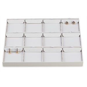 White 12 Pair Hoop or Dangle Earring Tray with Flaps