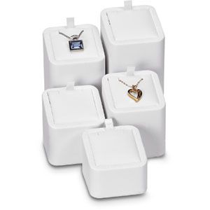 White Leatherette Square Pendant Pedestals (Pack of 5)
