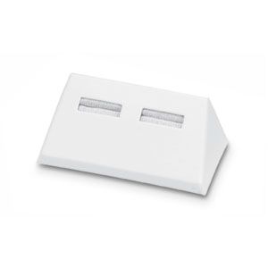 White Leatherette 2 Slot Ladies Ring Block 