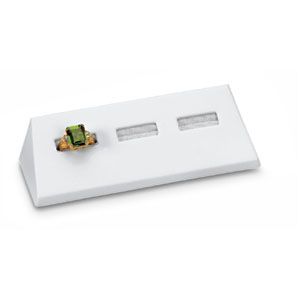 White Leatherette 3 Slot Ladies Ring Block 