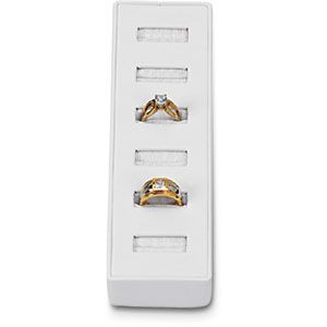 White Leatherette Vertical 6 Slot Ring Display