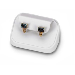 White Leatherette Single Pair Slanted Earring Display
