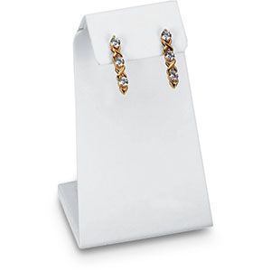 White Leatherette Large Single Pair Earring Stand
