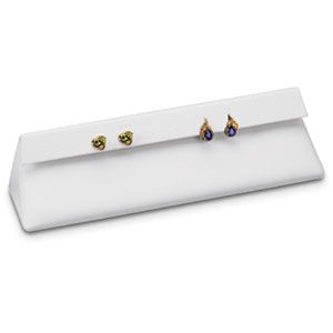 White Leatherette 5 Pair Horizontal Earring Block with Flap