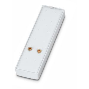 White Leatherette Vertical 6 Pair Stud Earring Display
