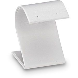 White Leatherette Short Curved Earring Stand 