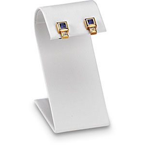 White Leatherette Curved Single Pair Earring Stand