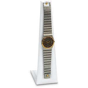 White Leatherette Vertical Watch or Bracelet Holder with Hook 