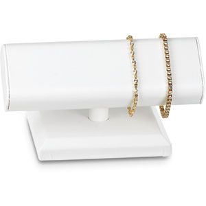 White Leatherette Oval Bangle Bracelet Bar