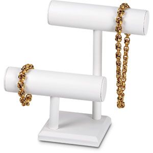 White Leatherette Double Necklace or Bracelet Bar 