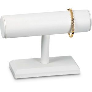 White Leatherette Round Bracelet Bar 