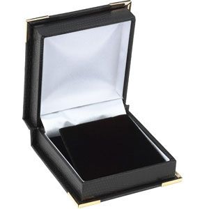 Black Lizard Grain Flap Earring Box