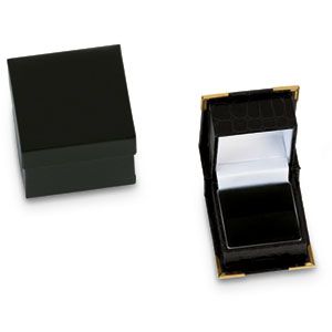 Green Crocodile Grain Single Ring Box