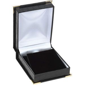 Black Crocodile Grain Pendant or Earring Box