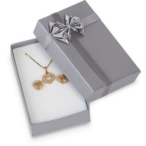 Silver/Silver Large Pendant or Earring Box Pack of 36
