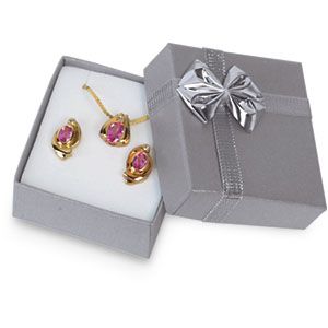 Silver/Silver Stud Earring or Small Pendant Box Pack of 48