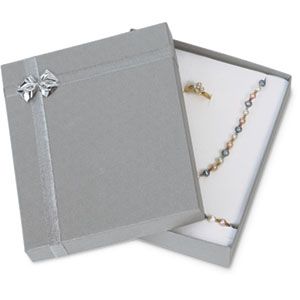Silver/Silver Necklace, Bracelet or Ring Box Pack of 12