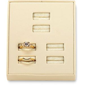 Beige Leatherette 3 Duo Ring Square Corner Tray