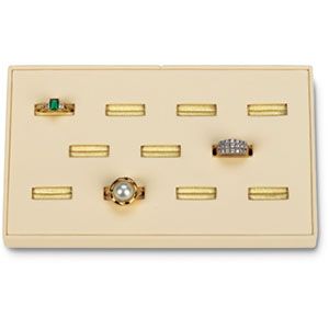 Beige Leatherette 11 Slot Ladies' Ring Tray