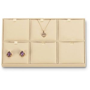 Beige Leatherette 6 Pendant/Earring/Charm Tray